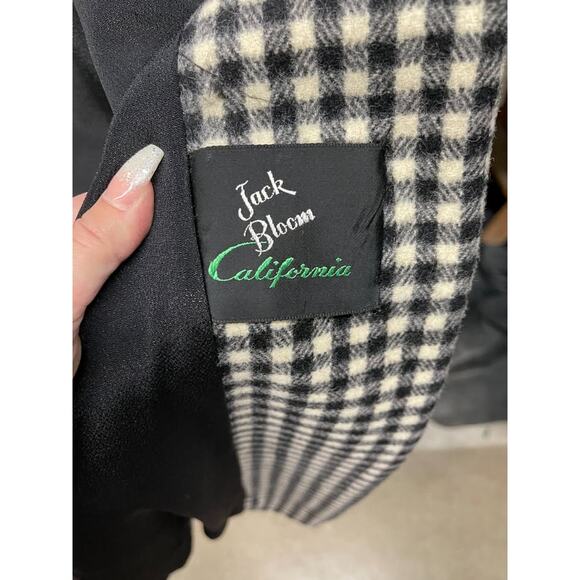 Vintage 1950s Jack Bloom California Black Cream 3/4 Sleeve Swing Coat - Picture 2 of 5